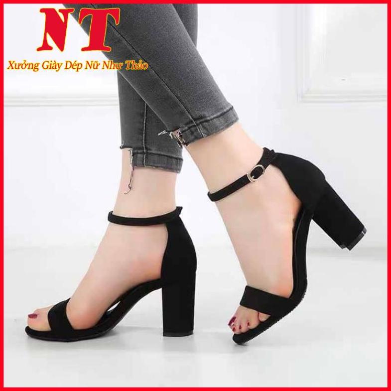 Giày Sandal Cao Gót Đế Vuông 7 Phân Quai Ngang Như Thảo Store giá rẻ