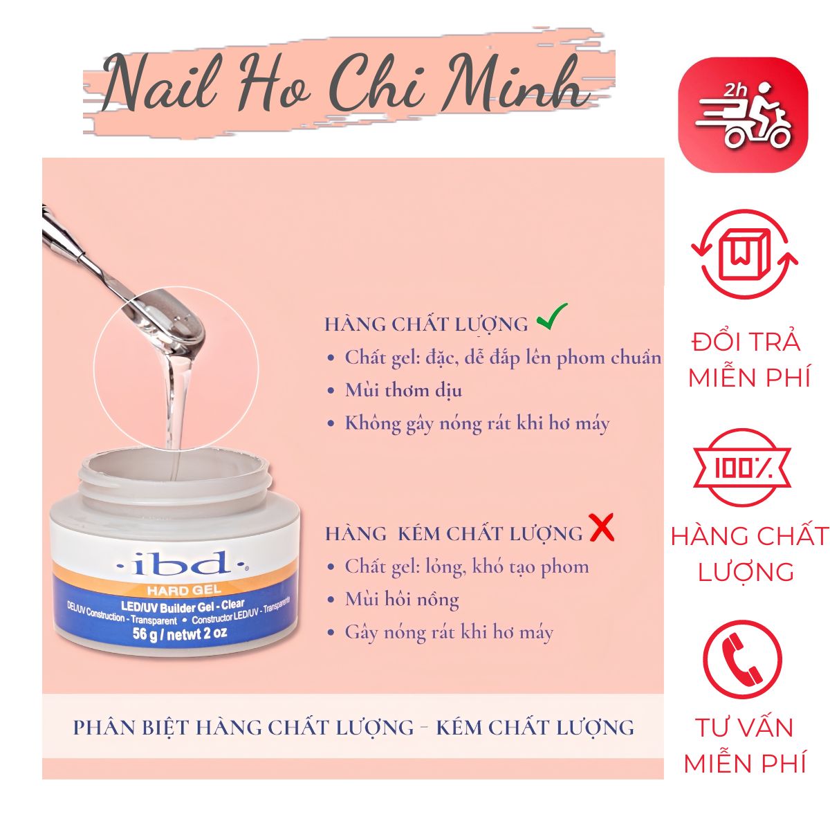 [HCM]Gel đắp móng IBD 56g loại tốt không nóng không chảy - Màu trong suốt