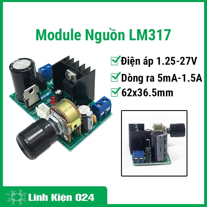 Module nguồn LM317 1.25V-27V 1.5A điện áp đầu ra có thể điều chỉnh được dễ dàng bằng nút xoay