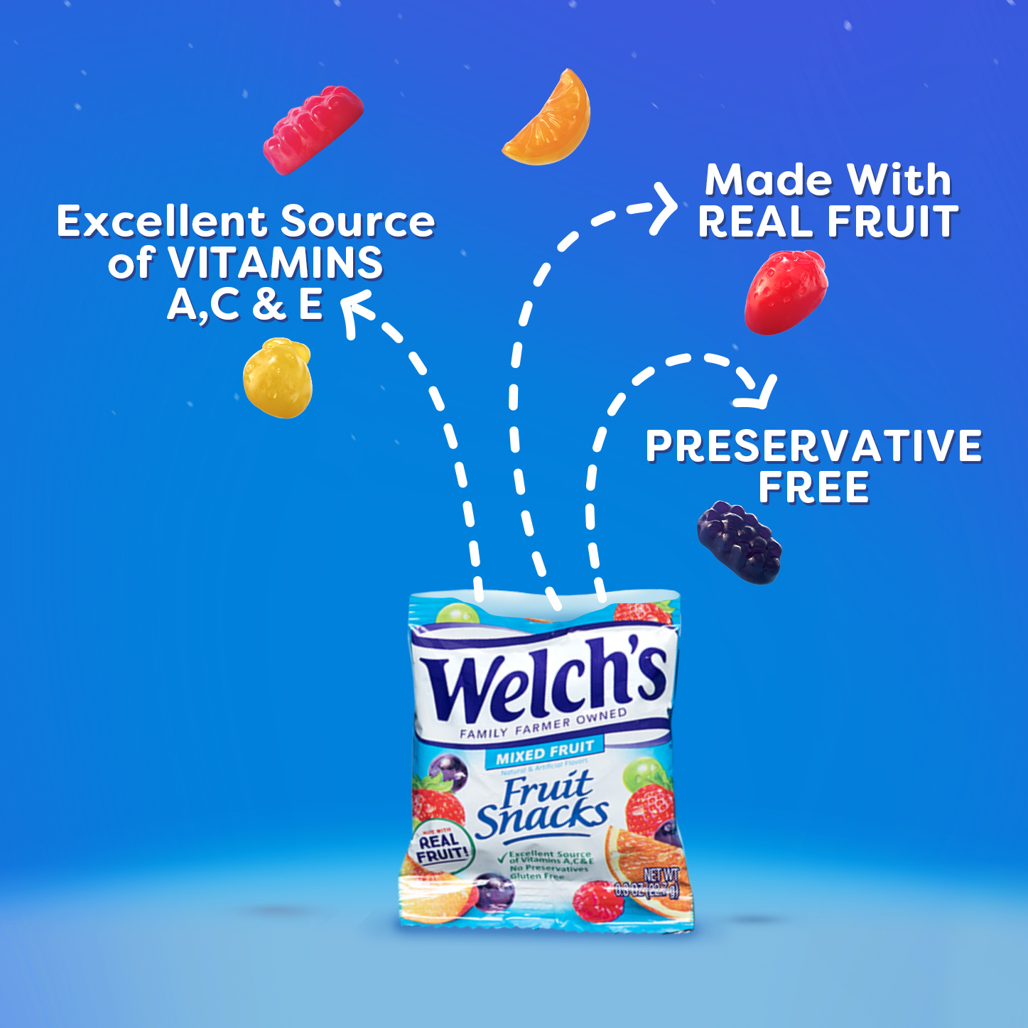 Combo 10 gói kẹo dẻo trái cây welchs 22.7g x 10 gói