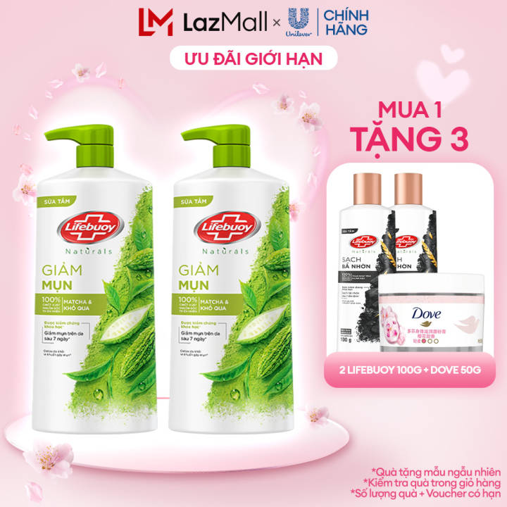 Combo 2 Sữa tắm Lifebuoy Detox và Bảo vệ khỏi vi khuẩn 800g/Chai
