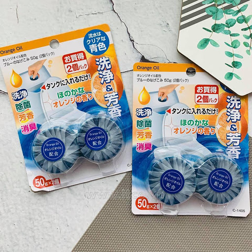 Set 2 viên thả bồn cầu hương Cam, Lavender hàng Nội địa Nhật Bản