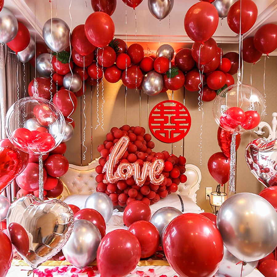 ❤️mẫu mới ❤️ set bóng bay ngày cưới - ngày yêu mp98333- bóng bay trang trí phòng đẹp