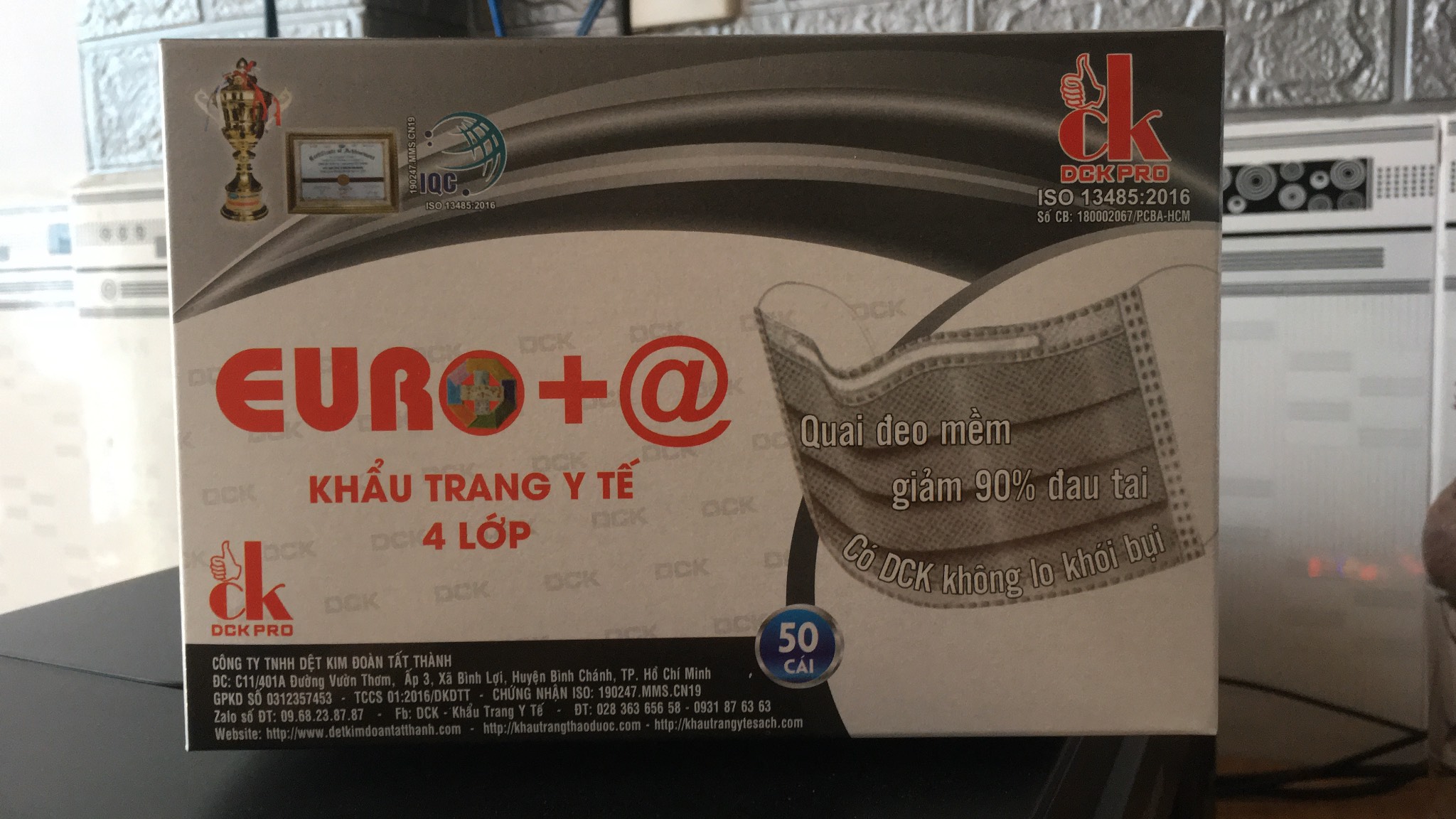 Khẩu Trang Y Tế Euro+@ Xám 4 Lớp