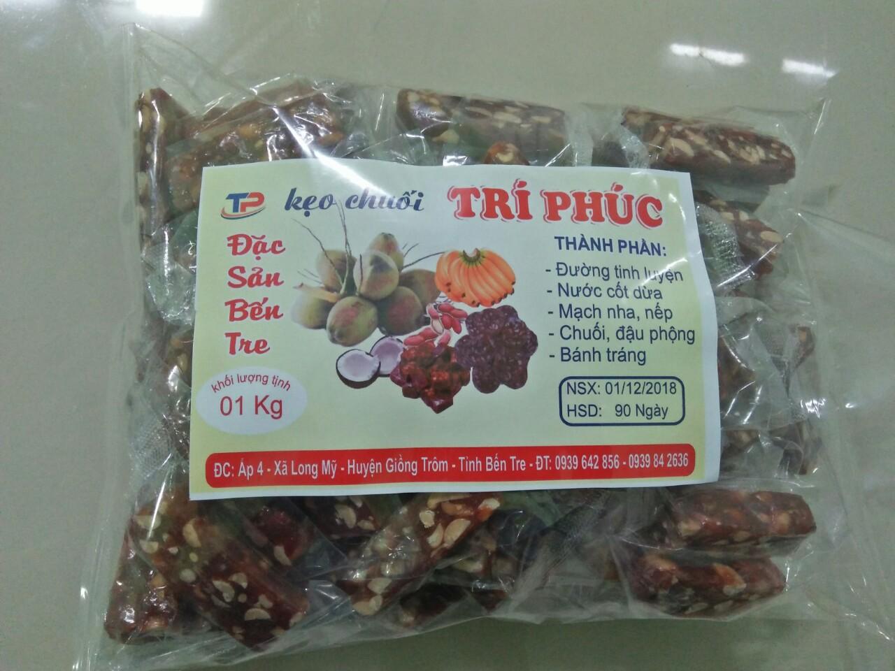 Combo 2 túi kẹo chuối đậu phộng bến tre ( mỗi túi 01kg)