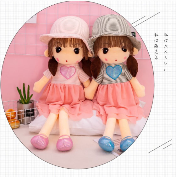 Búp bê váy kẻ đỏ size 45cm cho bé gái