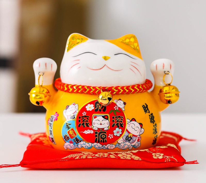 Mèo thần tài Ngũ Phúc Lâm Môn 10cm