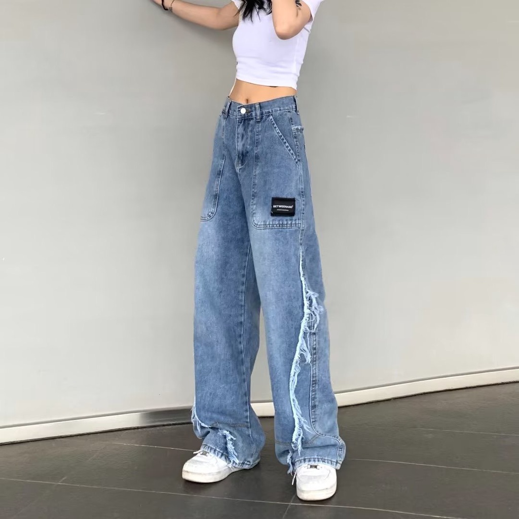 Quần jeans nữ dáng thung quần jeans cạp cao phong cách Ulzzang_j26