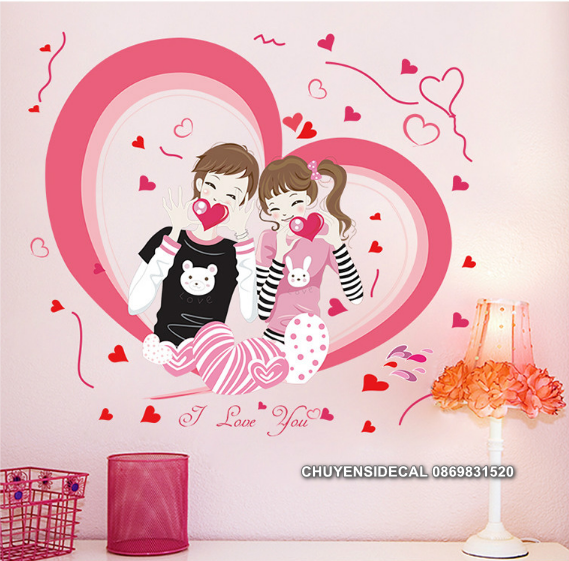 [HCM]Decal trang trí tường - Cặp Đôi Hạnh Phúc