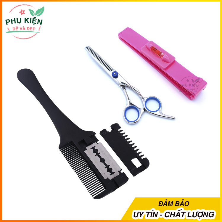 [HCM]Bộ combo kéo cắt và tỉa tóc + Lược tỉa tóc + Kẹp đo cắt tóc - PHỤ KIỆN RẺ VÀ ĐẸP