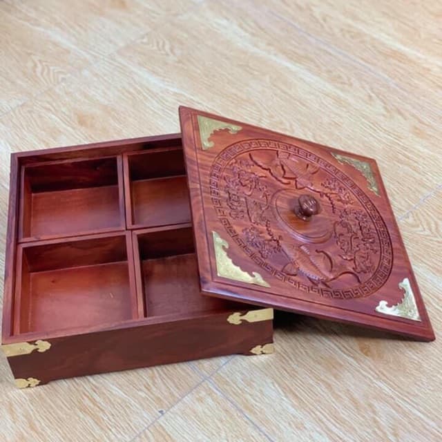 Khay đựng kẹo - khay đựng mứt bằng gỗ cá chép