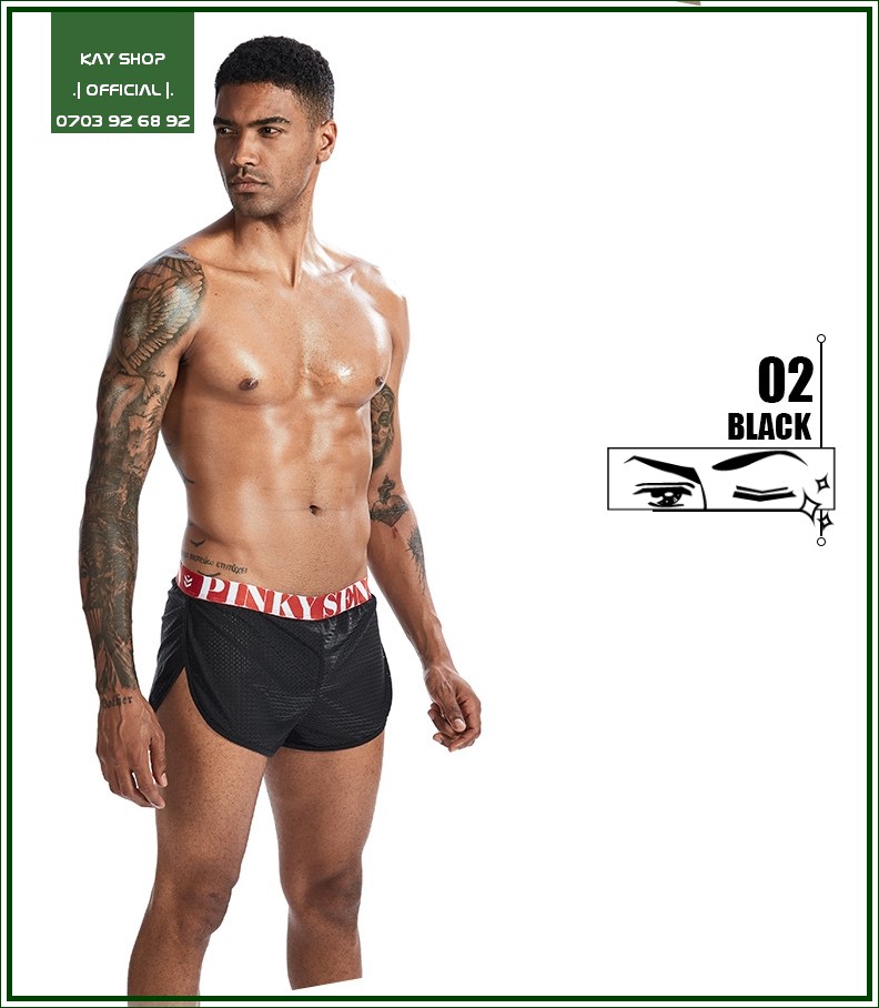 [HCM]Quần ngủ nam sexy xẻ tà PINKY SENSON có lớp lót dây jockstrap bên trong thun đục lỗ mặc mát