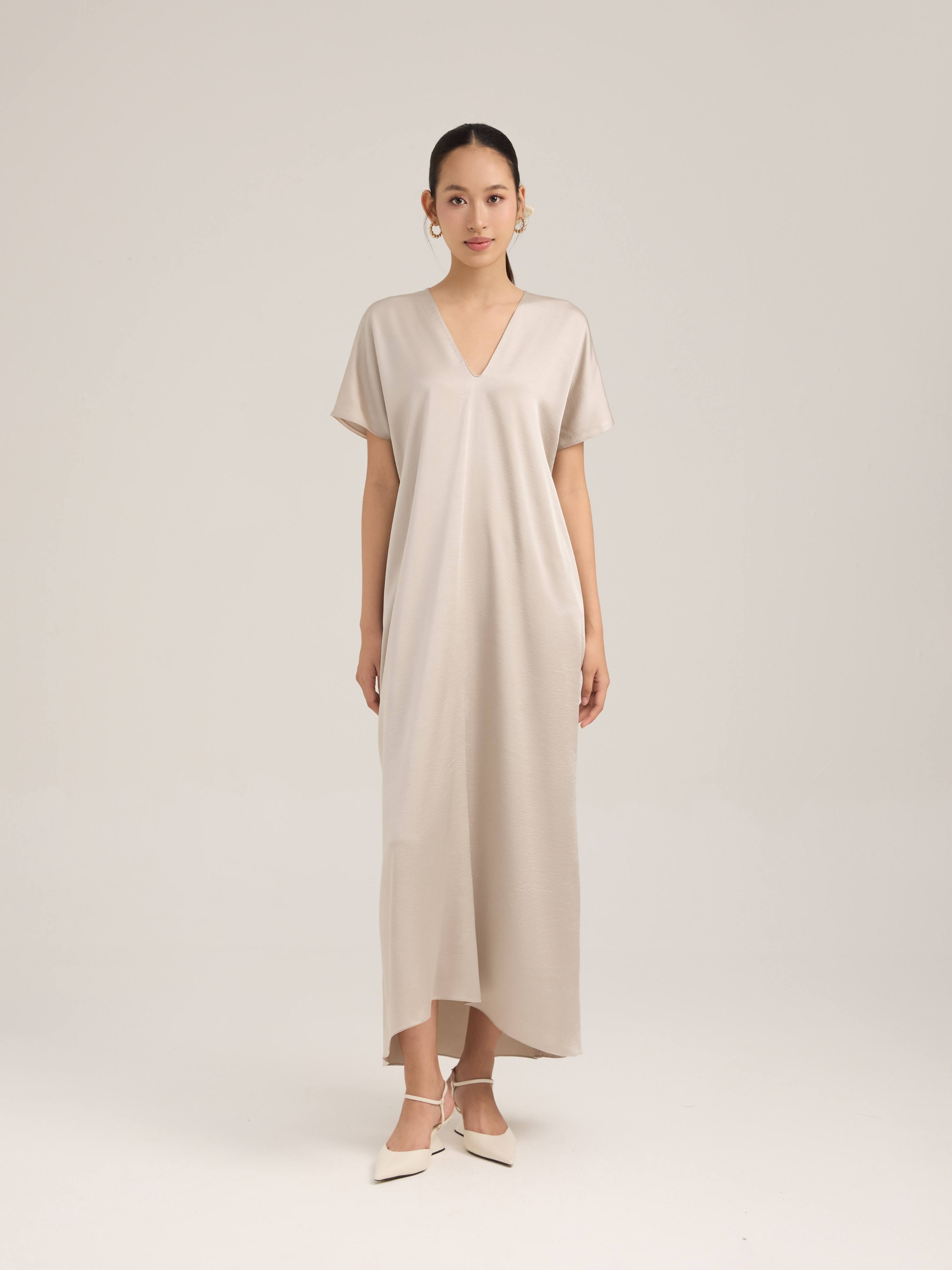 Đầm lụa dáng đuôi cá cổ tim Mauve Mermaid dress