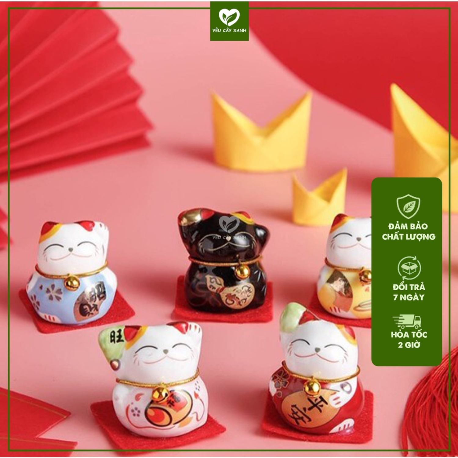 Bộ 5 Mèo Thần Tài Mini May Mắn