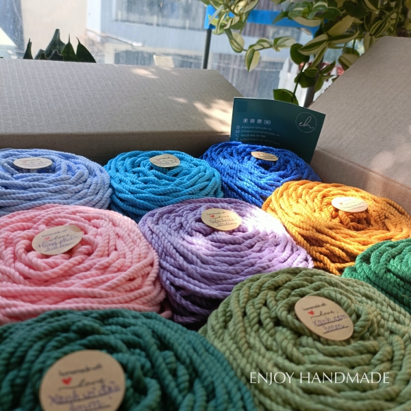 200 gram Dây thừng macrame cotton 3 xoắn, 3mm / 5mm