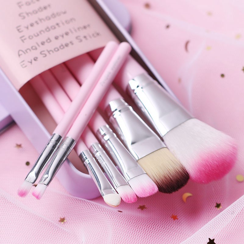 BỘ CỌ TRANG ĐIỂM MINI Thỏ 7 Cây Mềm Mượt Tặng Kèm Hộp Đựng Cọ Đánh Phấn Mắt Mini Cầm Tay, Dụng Cụ Phụ Kiện Trang Điểm