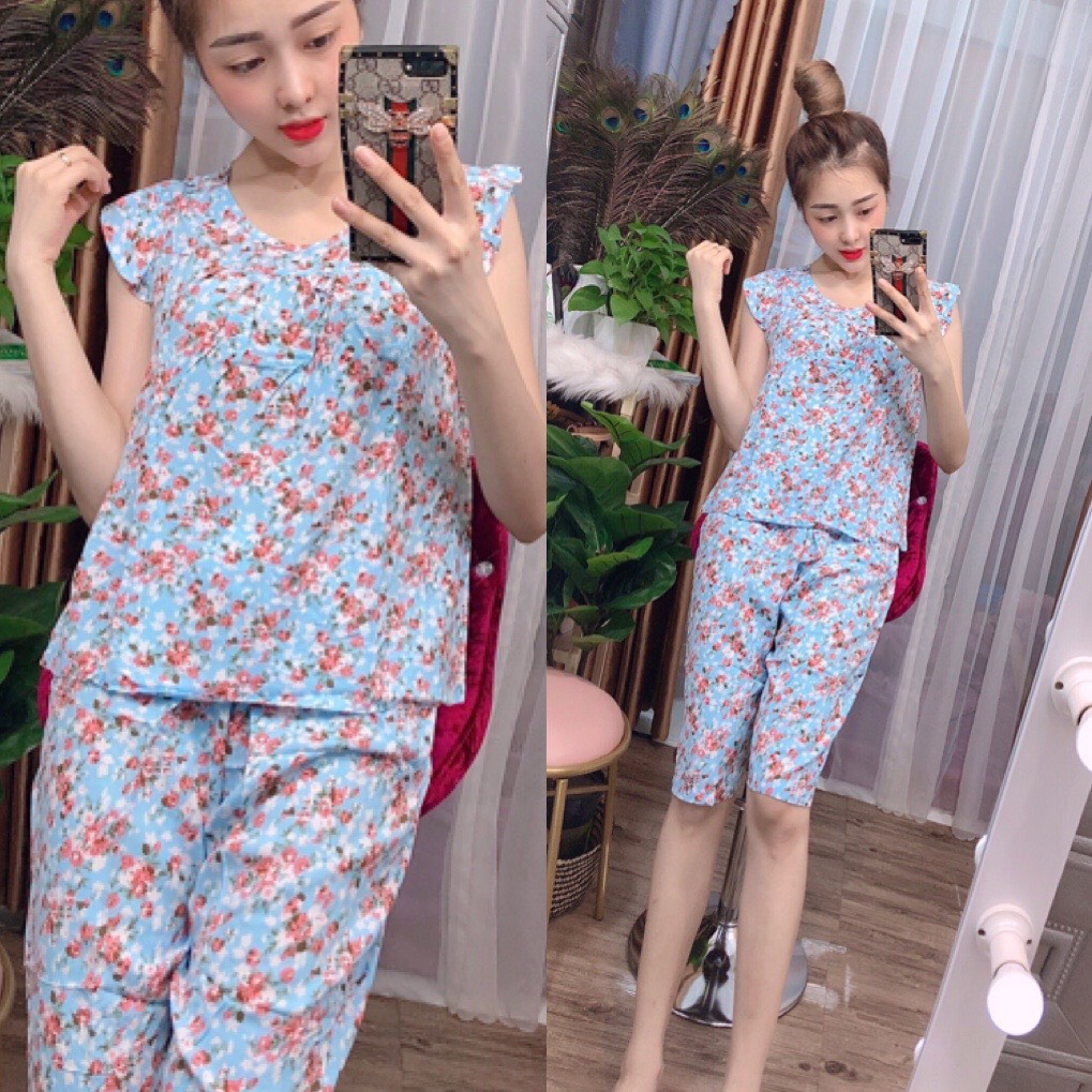 ĐỒ BỘ TOLE HOA NHÍ MẶC NHÀ DỄ THƯƠNG (ẢNH THẬT) GIAO HOA NGẪU NHIÊN,  CÓ SIZE 40-75KG - TL21