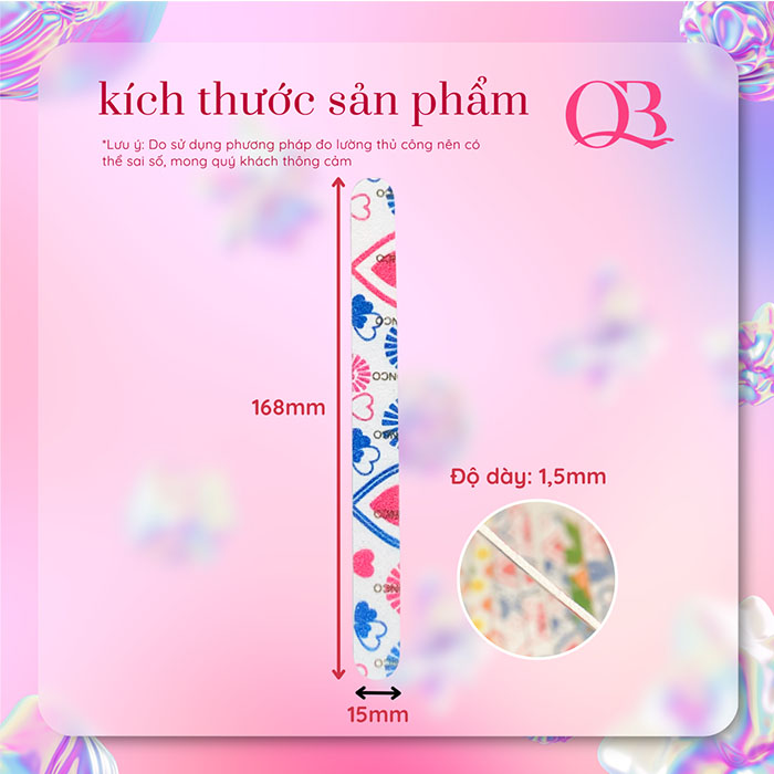 Set 10 dũa mỏng dũa móng thật dũa giấy bông