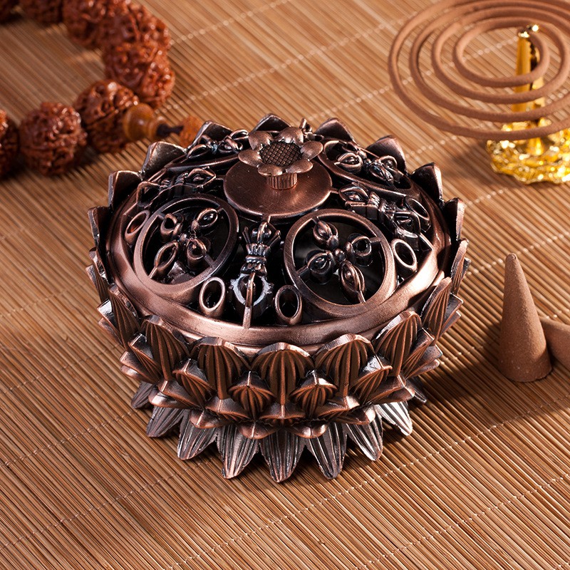 Lư Đồng Đốt Trầm Hương Hình Hoa Sen