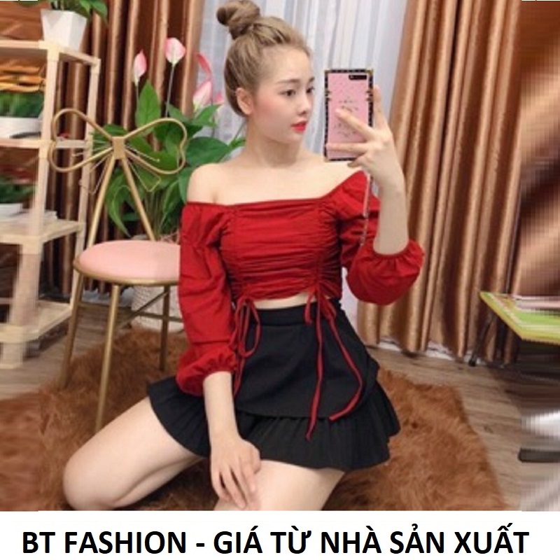 Chân Váy Xòe Ngắn Thời Trang Hàn Quốc Mới - BT Fashion (XÒE 2T Dập Ly Tầng Dưới) - VA05