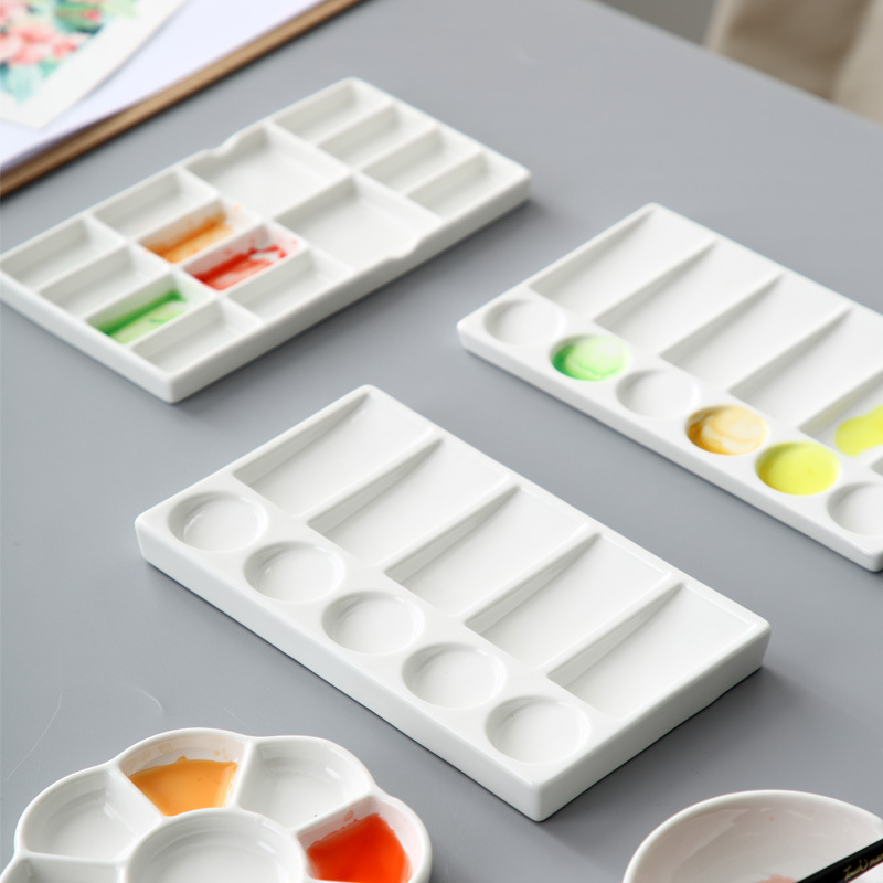 khay pha màu bằng sứ - palette sứ pha màu