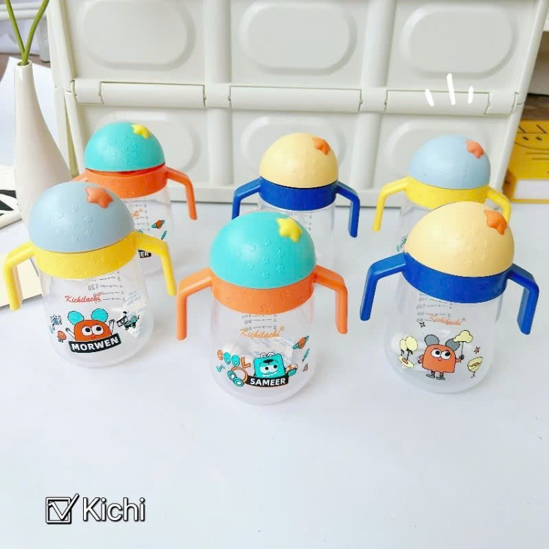 Bình tập uống nước ống hút cho bé Kichilachi Gấu 240ml