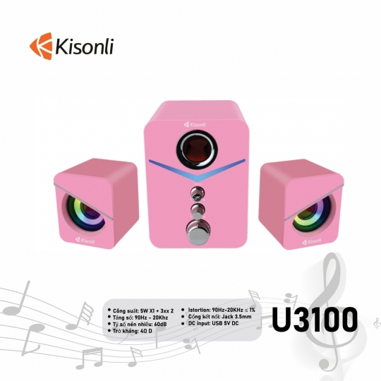 Loa Vi Tính Kisonli U-3100 - Màu Hồng