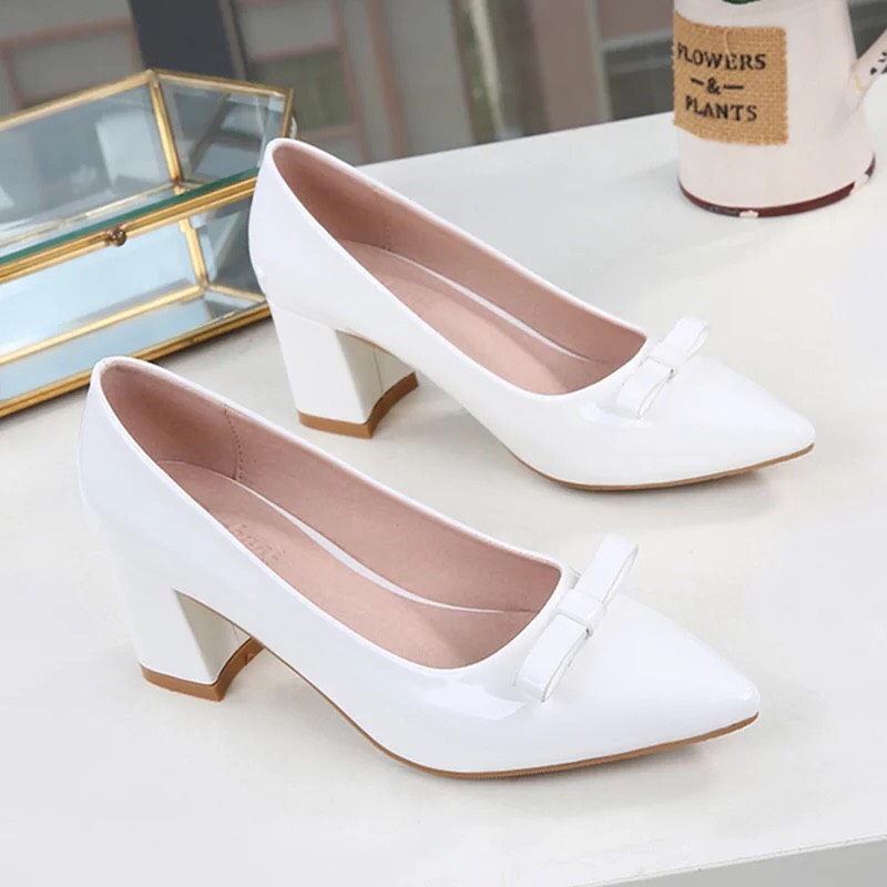 Giày cao gót 5 phân bít mũi đính nơ thời trang Big size Depvashock