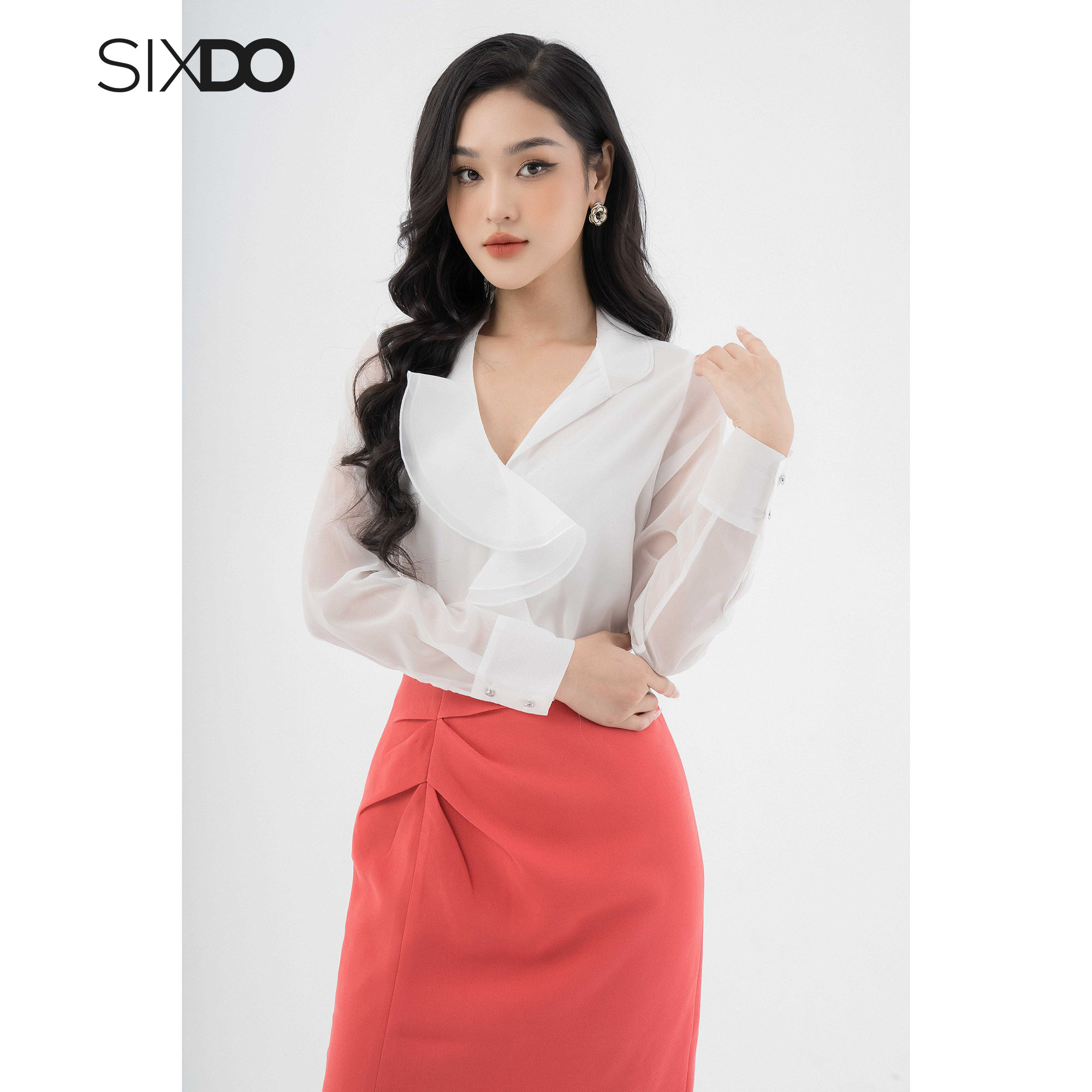 Chân váy nhúm eo xẻ tà SIXDO
