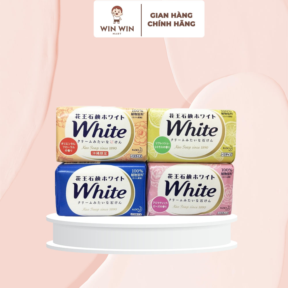 Cục Xà Bông Tắm White Kao Soap Siêu thơm Siêu Sạch, Bánh Xà Phòng Dưỡng Ẩm, Dưỡng Trắng Nội Địa Nhật Bản 130gr