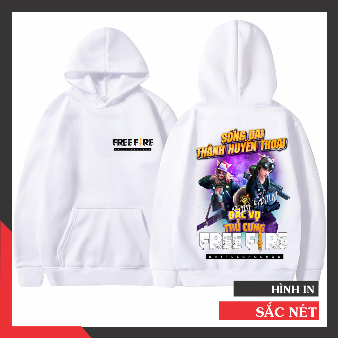 Hoodie sweatshirt Free Fire White thickened fleece mellowed card infinity Season 23