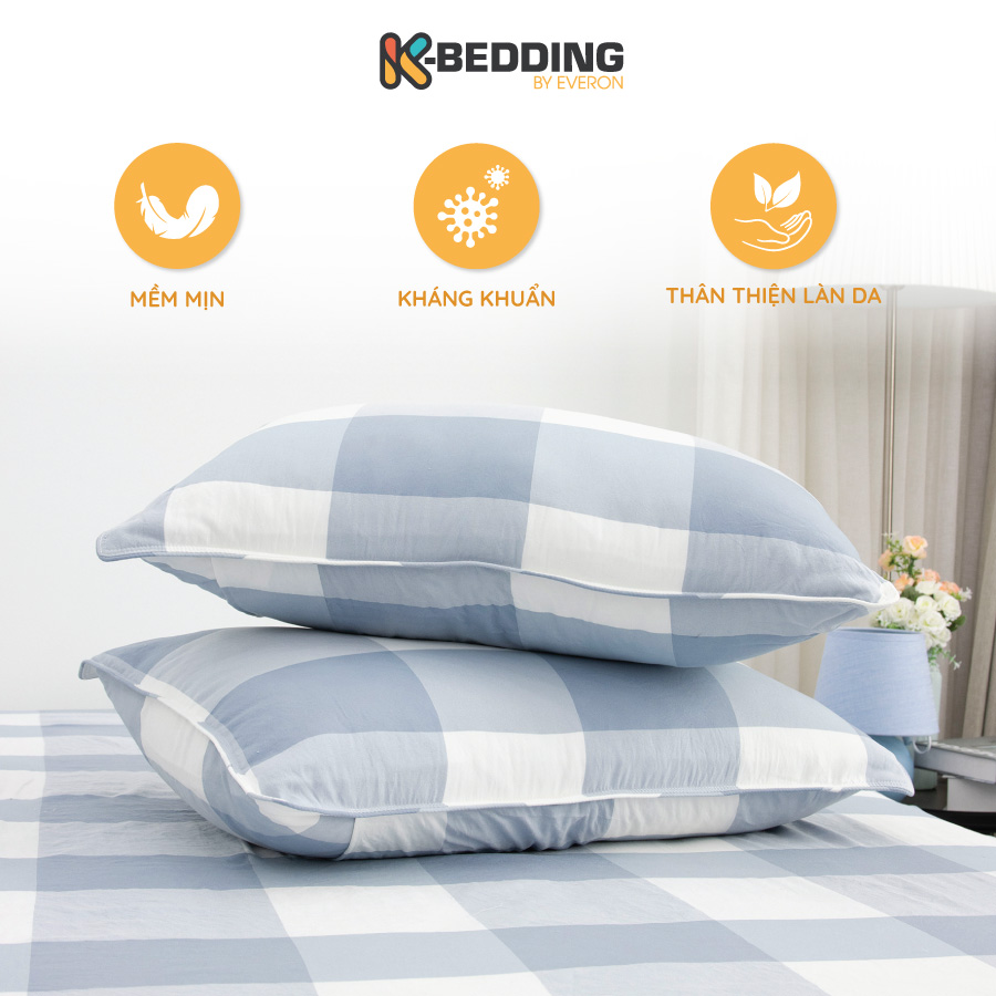 Vỏ gối nằm chần bông K-Bedding by Everon KPCD công nghệ nhuộm sợi yarn dyed, kích thước 45*65cm