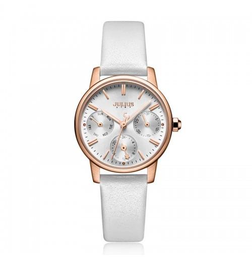 ĐỒNG HỒ NỮ JS-023A JULIUS STAR HÀN QUỐC DÂY DA (TRẮNG)
