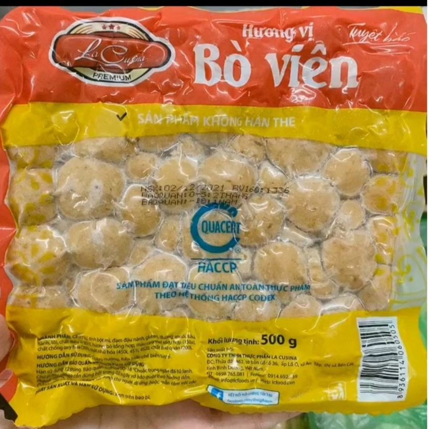 Bò Viên Lacusina 500g( CHỈ GIAO HỎA TỐC TRONG VÒNG 2H,chỉ ship HCM)