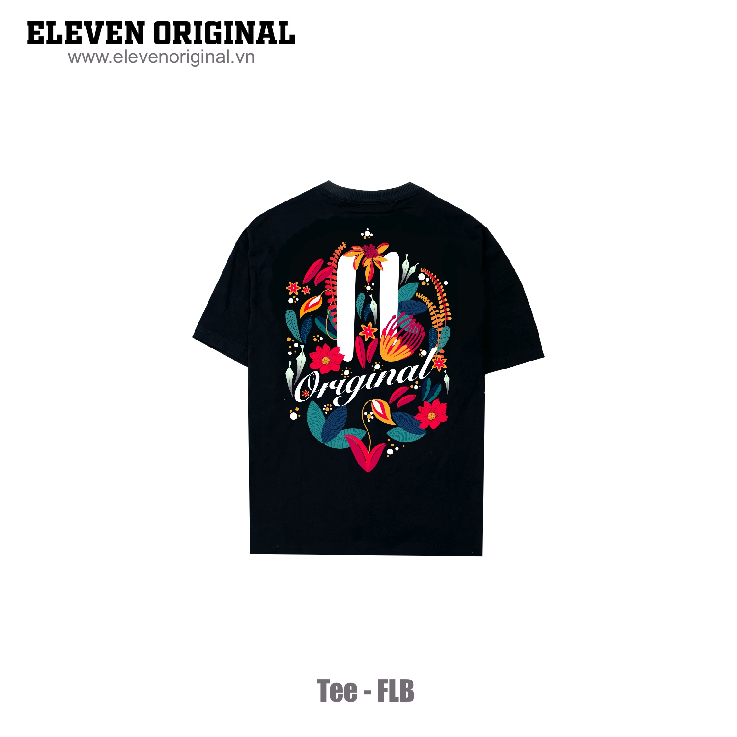 Áo thun Unisex Eleven Original - Flower & Leaf (Đen)