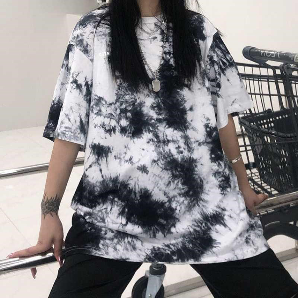 Áo Thun Nữ Mùa Hè Cao Cấp Loang Màu Độc Đáo Street Style Cổ Tròn Tay Ngắn Màu Trắng Basic Hot Hit 2024 Thời Trang 4MEN AO TOP NAM 90000181V1