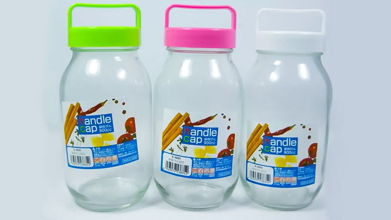 Lọ thủy tinh có quai xách 900ml hàng nội địa Nhật Bản có tay cầm nắp tiện lợi an toàn cho sức khỏe
