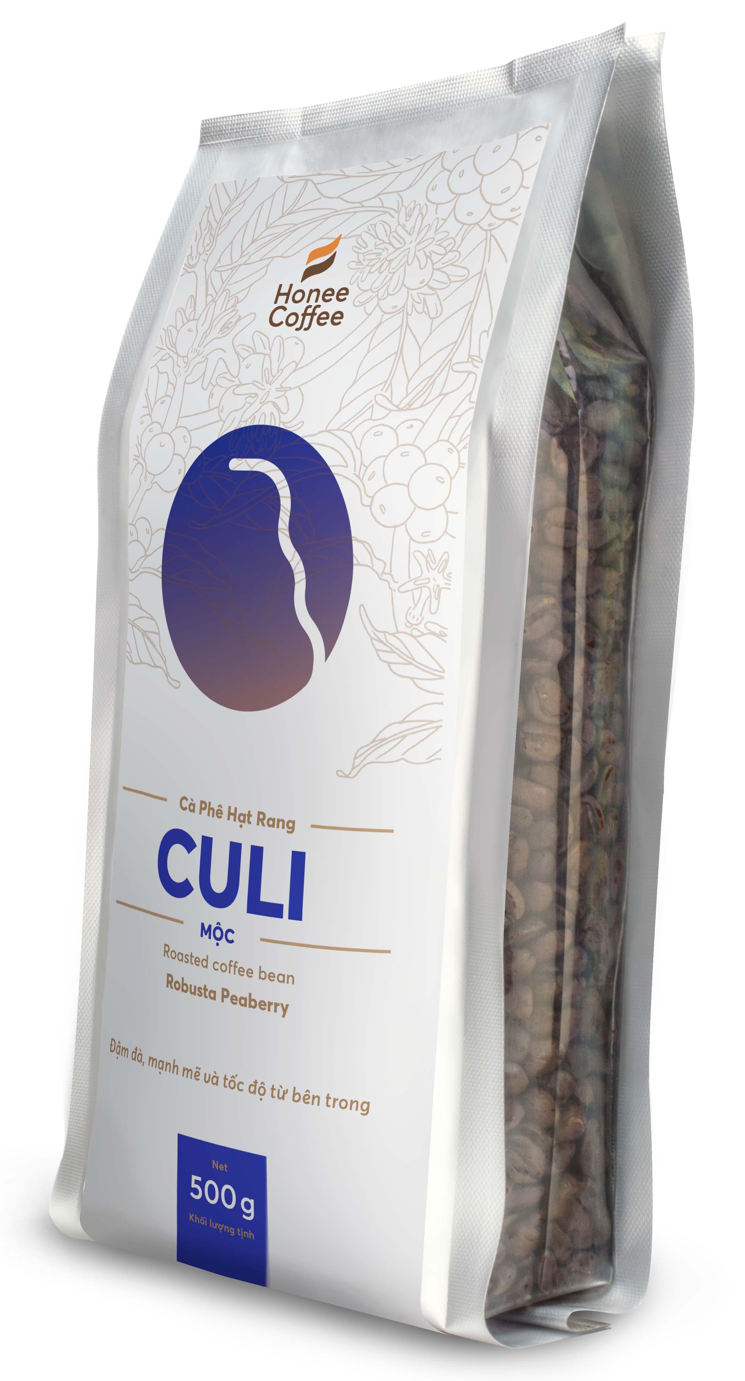 Cà Phê Hạt Rang Peaberry (Culi) Cơ Bản - 500g - Honee Coffee
