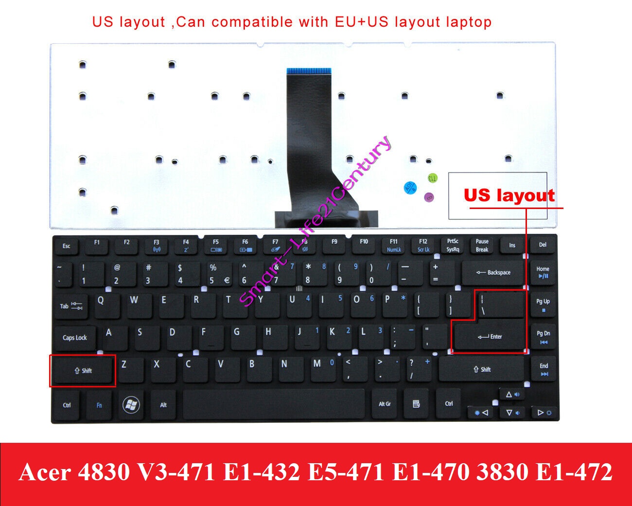 Bàn Phím Laptop Acer 4830 V3-471 E1-432 E5-471 E1-470 3830 E1-472 (Phím Trong Máy Phải Hàn DÀNH CHO THỢ) Nhập Khẩu