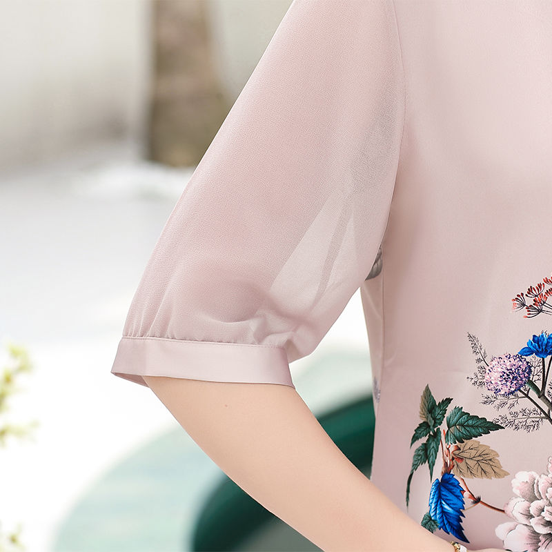 Áo sơ mi nữ trung niên - sơ mi hoa lụa