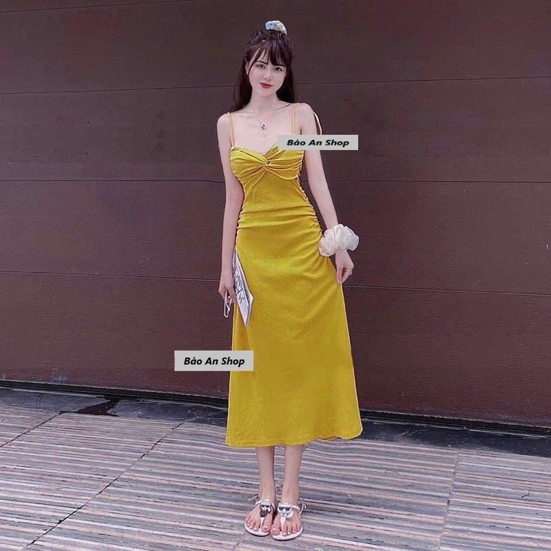 Đầm gân nơ to xoè