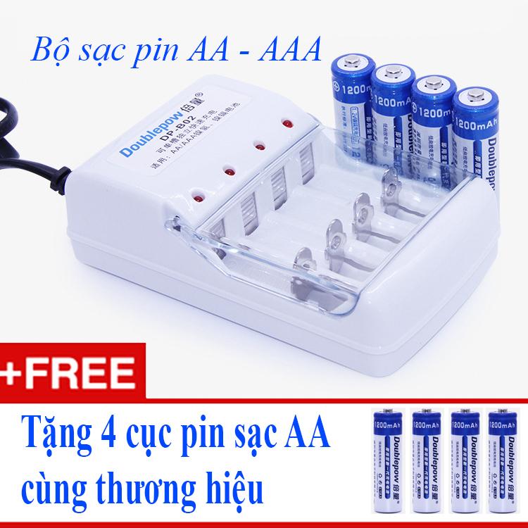Bộ sạc pin AA/ AAA – Tặng 4 cục pin sạc