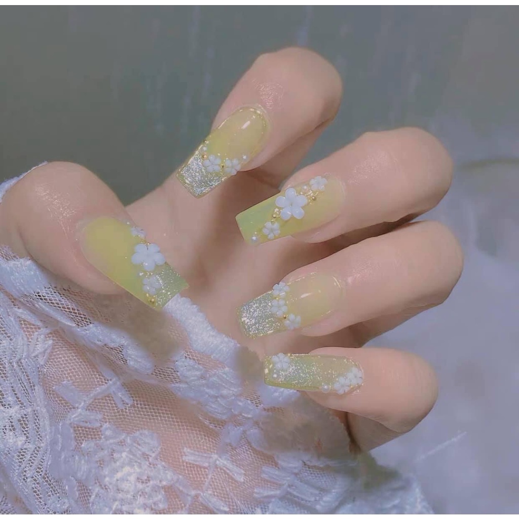 Set charm hoa sứ trắng trang trí móng cực xinh