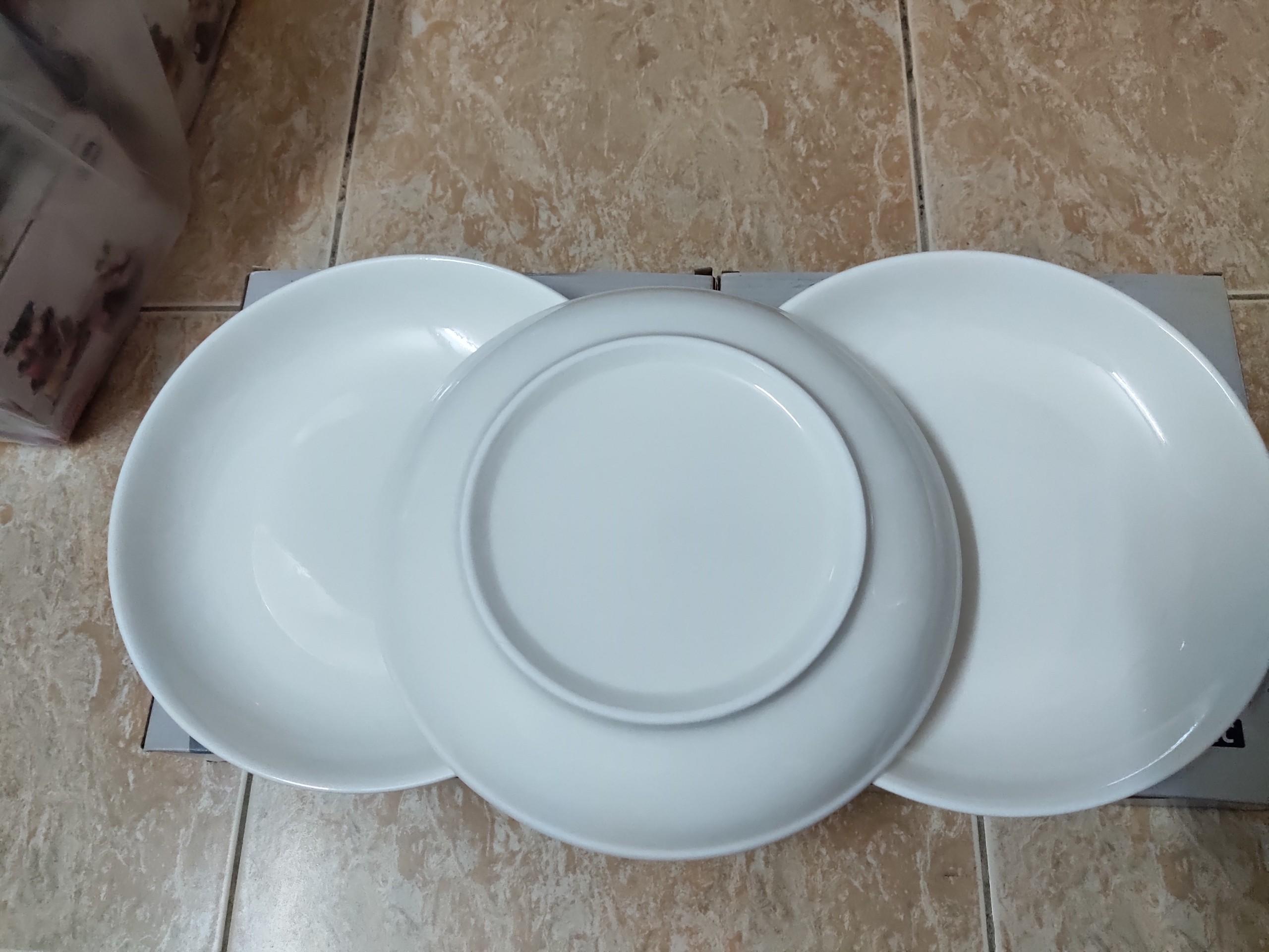 Bộ 6 đĩa sứ cao cấp trắng tinh, dày dặn kích thước 18cm