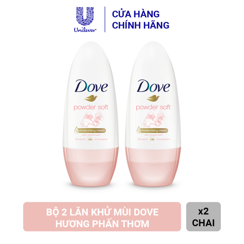 Combo 2 Lăn Khử Mùi Dove Powder Soft Dưỡng Da Sáng Mịn Hương Phấn Thơm (40ml x 2) cao cấp