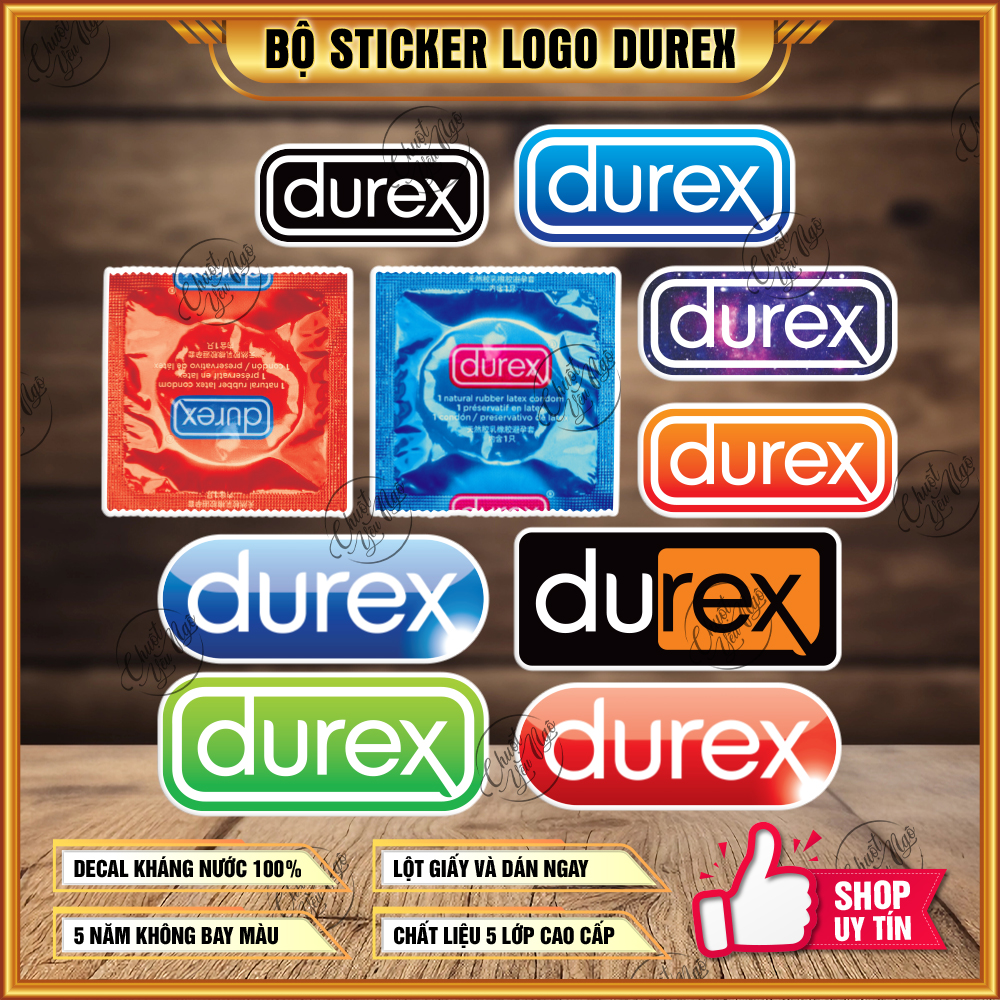 Bộ 10 logo sticker hình dán logo Durex chống nước trang trí nón bảo hiểm tem xe máy decal chống thấm nước