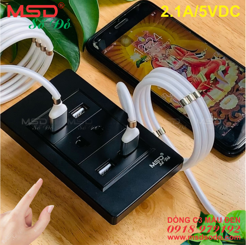 HẠT USB 2.1A 5VDC ÂM TƯỜNG- DÒNG C3 MÀU ĐEN BÓNG