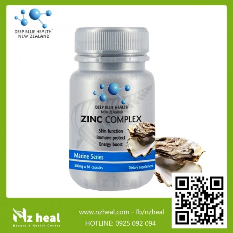 Viên Uống Kẽm Deep Blue Health Zinc Complex: tăng đề kháng trị mụn (60 viên)