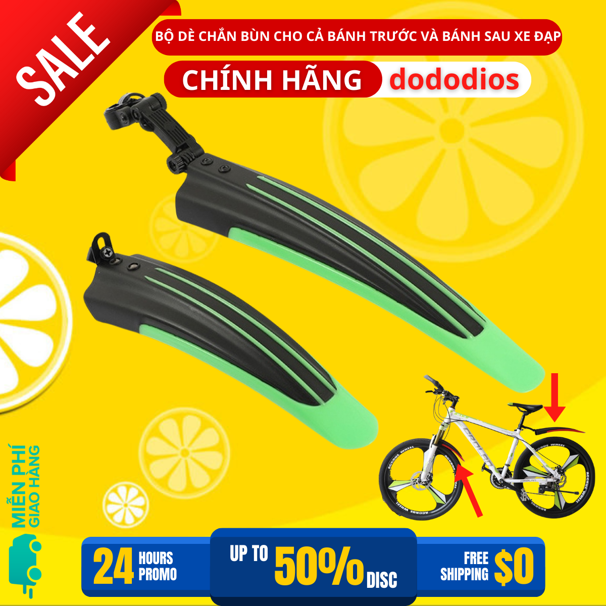 Dè chắn bùn xe đạp thể thao - 2 chiếc trước và sau - chính hãng dododios