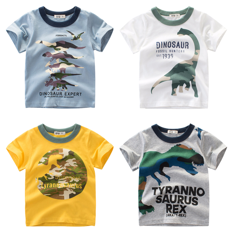 [HCM]Áo thun trẻ em 27Kids áo thun ngắn tay bé trai in hình khủng long 4 màu